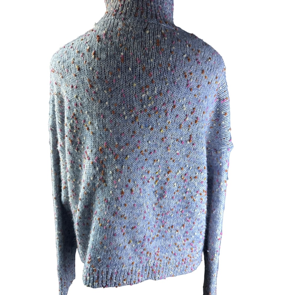 Lauren Conrad LC Speckled Knit Mock Neck Sweater Light Blue Multi Color Size L - Picture 3 of 6